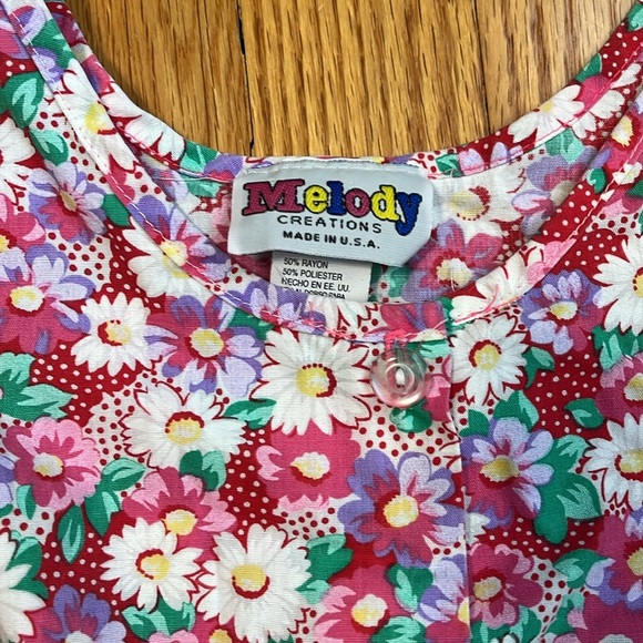 Vintage 100% Rayon Button Down Floral Girls Dress 10 - Picture 3 of 5